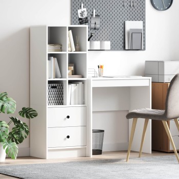 Asztal fiókkal polcokkal tárolóval 2 pcs fehér