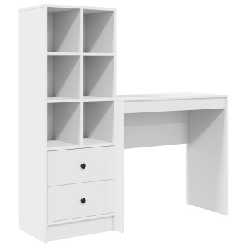 Asztal fiókkal polcokkal tárolóval 2 pcs fehér