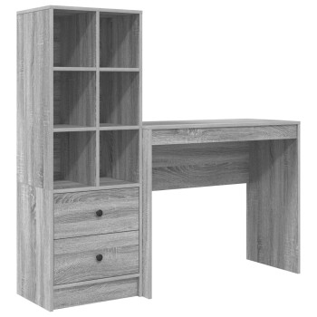 Asztal fiókkal polcokkal tárolóval 2 pcs szürke sonoma