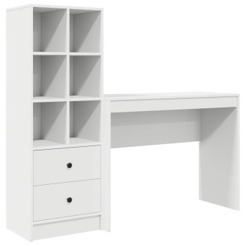Asztal fiókkal polcokkal tárolóval 2 pcs fehér