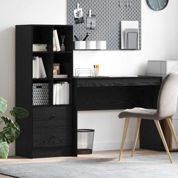 Asztal fiókkal polcokkal tárolóval 2 pcs fekete tölgy