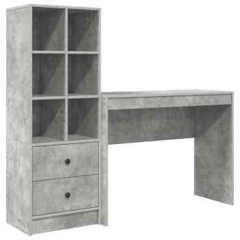 Asztal fiókkal polcokkal tárolóval 2 pcs beton szürke