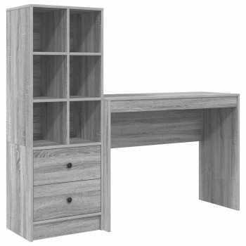Asztal fiókkal polcokkal tárolóval 2 pcs szürke sonoma