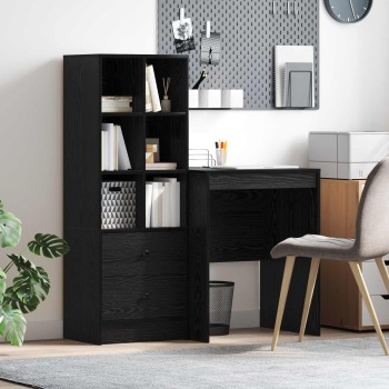 Asztal fiókkal polcokkal tárolóval 2 pcs fekete tölgy