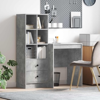 Asztal fiókkal polcokkal tárolóval 2 pcs beton szürke