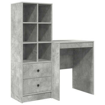 Asztal fiókkal polcokkal tárolóval 2 pcs beton szürke