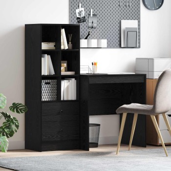 Asztal fiókkal polcokkal tárolóval 2 pcs fekete tölgy