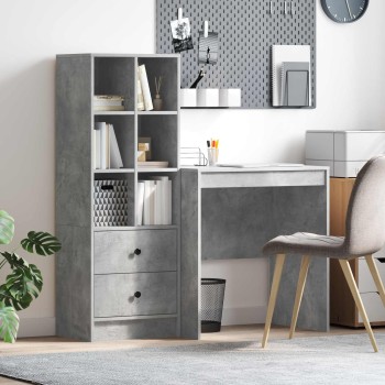 Asztal fiókkal polcokkal tárolóval 2 pcs beton szürke