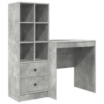 Asztal fiókkal polcokkal tárolóval 2 pcs beton szürke