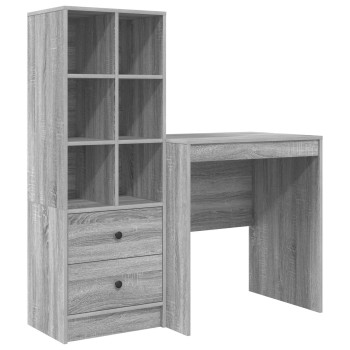 Asztal fiókkal polcokkal tárolóval 2 pcs szürke sonoma