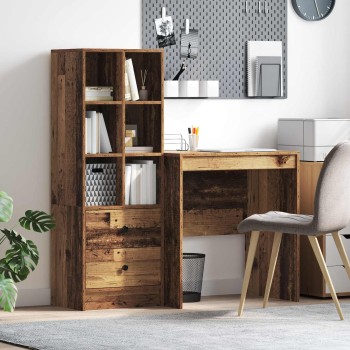 Asztal fiókkal polcokkal tárolóval 2 pcs öreg fa