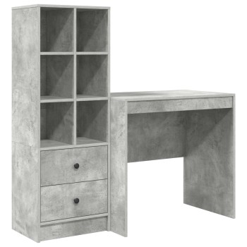 Asztal fiókkal polcokkal tárolóval 2 pcs beton szürke