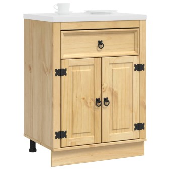 Cabinet fiókkal ski mézes barna 60 x 46 x 81,5 cm tömör fenyőfa
