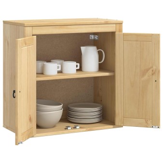 Cabinet polcokkal ski mézes barna 60 x 32 x 60 cm tömör fenyőfa