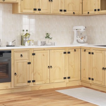 Cabinet ajtóval ski mézes barna 80 x 46 x 81,5 cm tömör fenyőfa