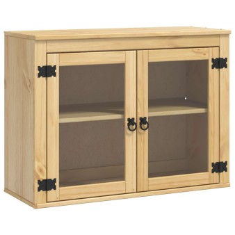 Cabinet polcokkal ski mézes barna 80 x 32 x 60 cm tömör fenyőfa