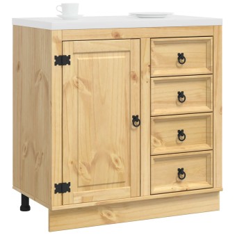 Cabinet fiókkal ski mézes barna 80 x 46 x 81 cm tömör fenyőfa