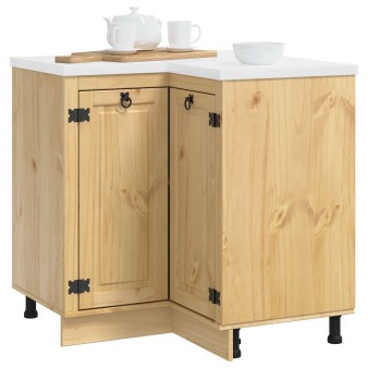 Cabinet polcokkal ski mézes barna 80 x 80 x 81 cm tömör fenyőfa