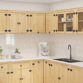 Cabinet polcokkal ski mézes barna 80 x 80 x 60 cm tömör fenyőfa
