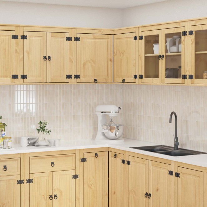 Cabinet polcokkal ski mézes barna 80 x 80 x 60 cm tömör fenyőfa