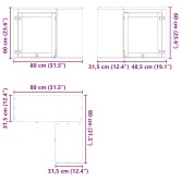 Cabinet polcokkal ski mézes barna 80 x 80 x 60 cm tömör fenyőfa