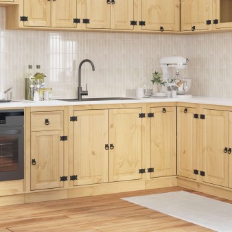 Cabinet tárolóval ski mézes barna 80 x 46 x 81 cm tömör fenyőfa