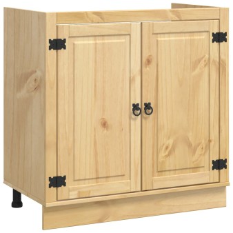 Cabinet tárolóval ski mézes barna 80 x 46 x 81 cm tömör fenyőfa