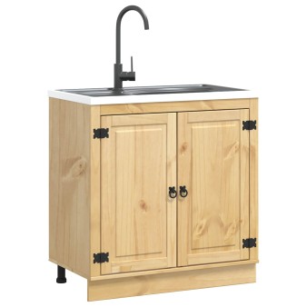 Cabinet tárolóval ski mézes barna 80 x 46 x 81 cm tömör fenyőfa