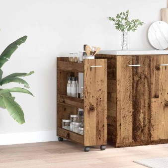 Cabinet kerékkel öreg fa 60 x 22 x 79 cm