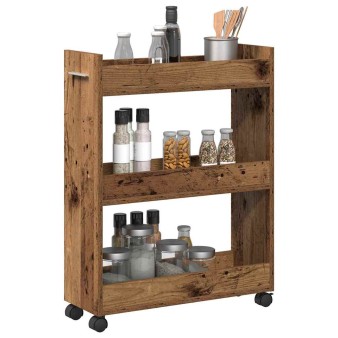Cabinet kerékkel öreg fa 60 x 22 x 79 cm