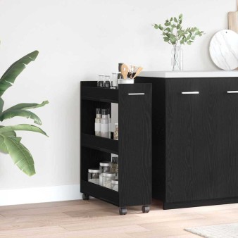 Cabinet kerékkel fekete tölgy 60 x 22 x 79 cm