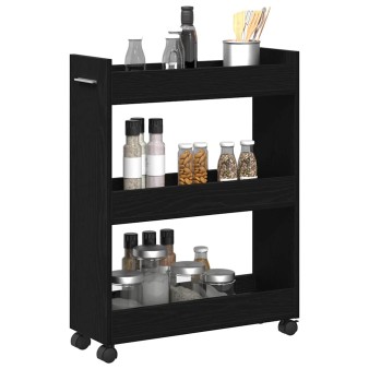 Cabinet kerékkel fekete tölgy 60 x 22 x 79 cm