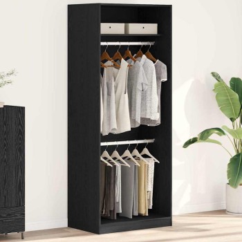 Ruhásszekrény polcokkal fekete tölgy 80 x 50 x 200 cm faanyag