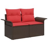 Kerti kanapé szett párnával 6 pcs barna polirattan Kerti kanapé szett párnával 6 pcs barna polirattan