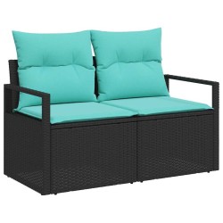 Kanapé szett 6 pcs fekete polirattan