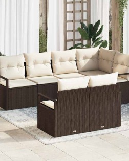 Kanapé szett párnával 7 pcs barna polirattan