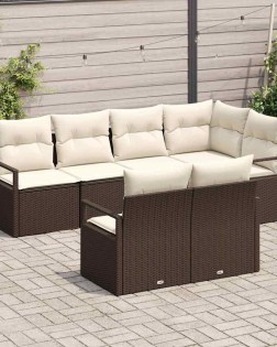 Kanapé szett párnával 7 pcs barna polirattan
