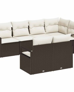 Kanapé szett párnával 7 pcs barna polirattan