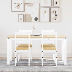 Panama 5 részes fehér tömör fenyőfa étkezőgarnitúra