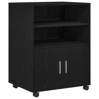 Cabinet polcokkal kerékkel fekete tölgy 60 x 48 x 74.5 cm