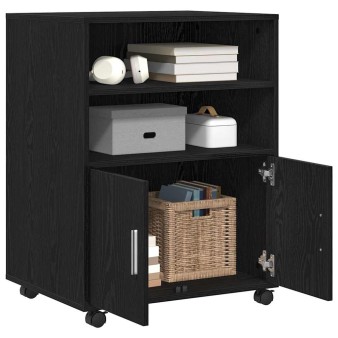 Cabinet polcokkal kerékkel fekete tölgy 60 x 48 x 74.5 cm