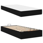 Ágykeret matraccal 2 pcs fekete szövet Ágykeret matraccal 2 pcs fekete szövet
