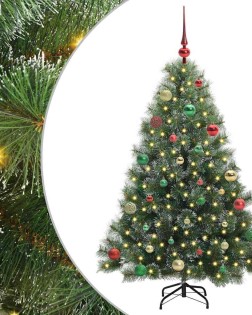 Mű karácsonyfa 150 led-del állvánnyal zöld 150 cm pe és pvc