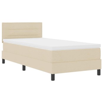 Boxrugós ágy led szalagokkal krém 90 x 190 cm szövet