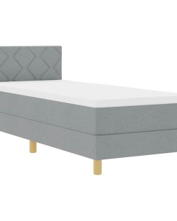 Led box spring ágy fejtámlával világosszürke 80 x 200 cm szövet