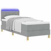Led box spring ágy fejtámlával világosszürke 80 x 200 cm szövet Led box spring ágy fejtámlával világosszürke 80 x 200 cm szövet