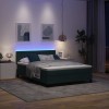 Led box spring ágy matracmal sötétzöld 160 x 200 cm bársony