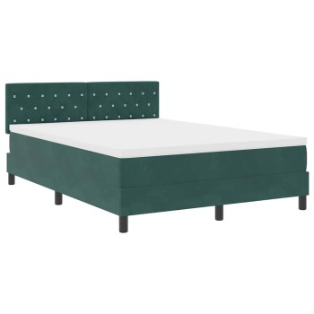 Led box spring ágy matracmal sötétzöld 160 x 200 cm bársony