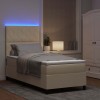 Boxrugós ágy led szalagokkal krém 90 x 190 cm szövet