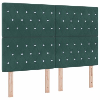 Led box spring ágy matracmal sötétzöld 160 x 200 cm bársony